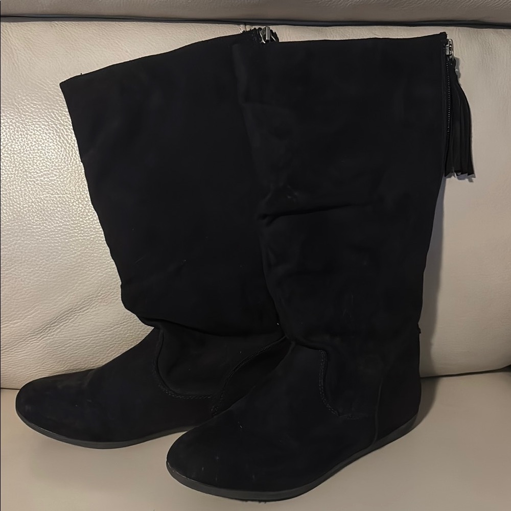 Black Suede Girl's Boots Size 5